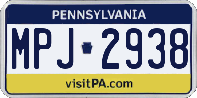 PA license plate MPJ2938