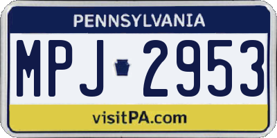 PA license plate MPJ2953