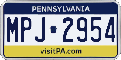 PA license plate MPJ2954