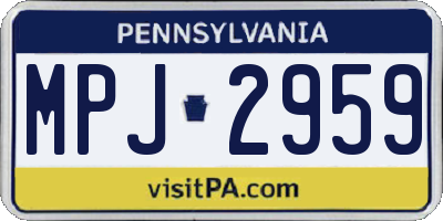 PA license plate MPJ2959
