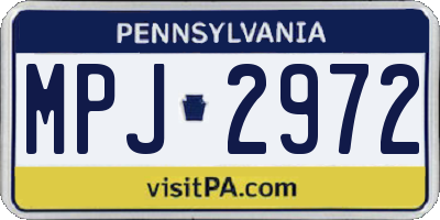 PA license plate MPJ2972