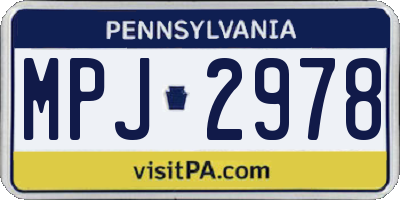 PA license plate MPJ2978