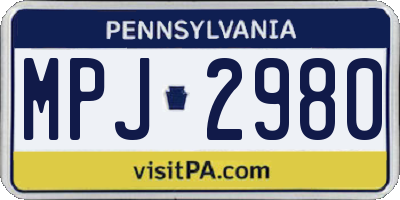 PA license plate MPJ2980