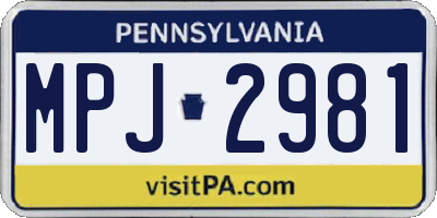 PA license plate MPJ2981