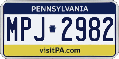 PA license plate MPJ2982