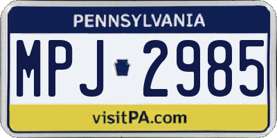 PA license plate MPJ2985