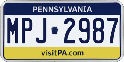 PA license plate MPJ2987