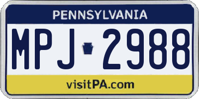 PA license plate MPJ2988