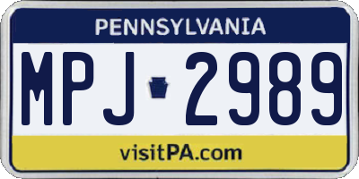 PA license plate MPJ2989