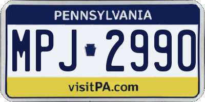 PA license plate MPJ2990