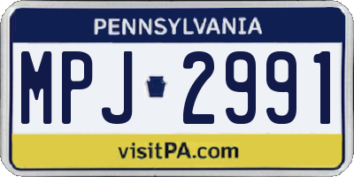 PA license plate MPJ2991