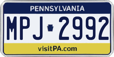 PA license plate MPJ2992
