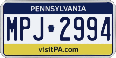 PA license plate MPJ2994