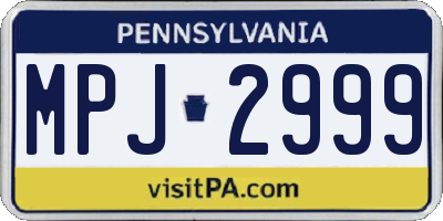 PA license plate MPJ2999