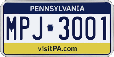 PA license plate MPJ3001