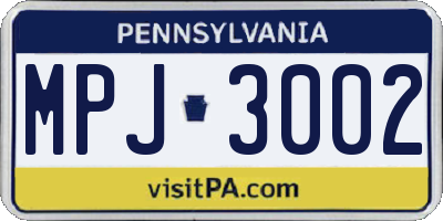 PA license plate MPJ3002