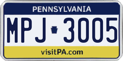 PA license plate MPJ3005