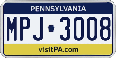 PA license plate MPJ3008