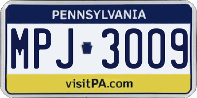 PA license plate MPJ3009