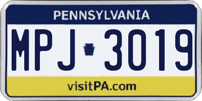 PA license plate MPJ3019
