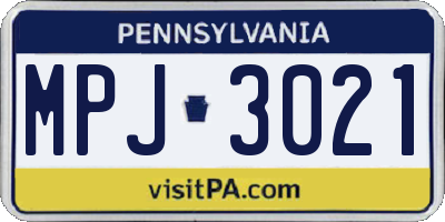 PA license plate MPJ3021