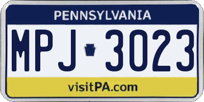 PA license plate MPJ3023