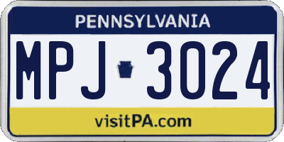 PA license plate MPJ3024