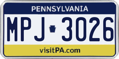 PA license plate MPJ3026
