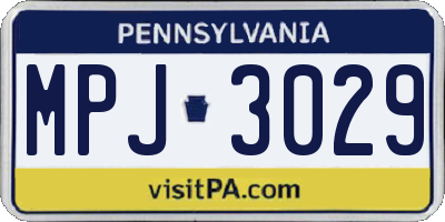 PA license plate MPJ3029