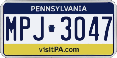 PA license plate MPJ3047