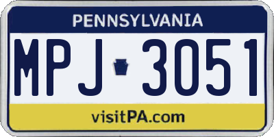 PA license plate MPJ3051