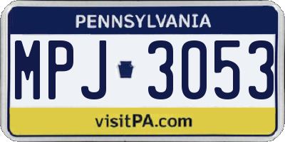 PA license plate MPJ3053
