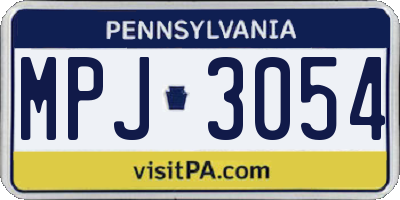 PA license plate MPJ3054