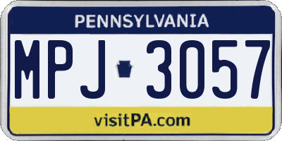 PA license plate MPJ3057