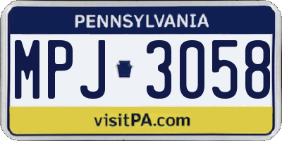 PA license plate MPJ3058