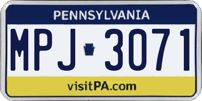 PA license plate MPJ3071