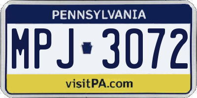 PA license plate MPJ3072
