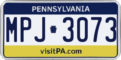 PA license plate MPJ3073
