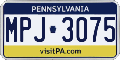 PA license plate MPJ3075
