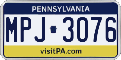 PA license plate MPJ3076