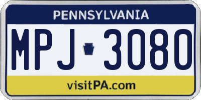 PA license plate MPJ3080