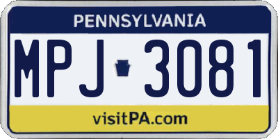 PA license plate MPJ3081