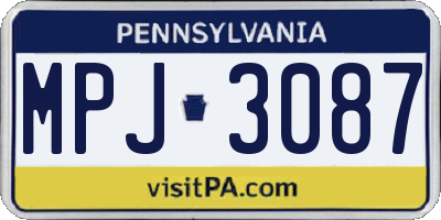 PA license plate MPJ3087