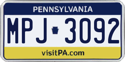 PA license plate MPJ3092