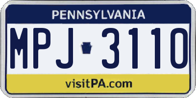 PA license plate MPJ3110