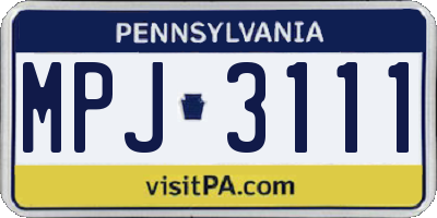 PA license plate MPJ3111
