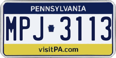 PA license plate MPJ3113
