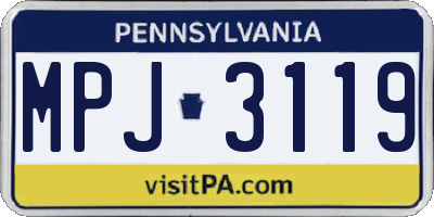 PA license plate MPJ3119