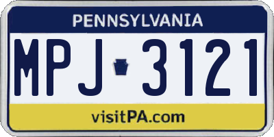 PA license plate MPJ3121