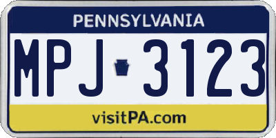 PA license plate MPJ3123
